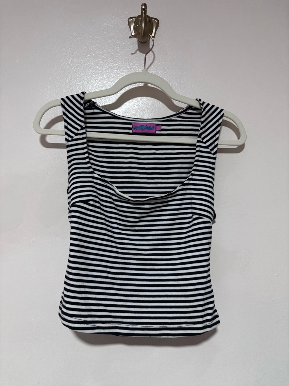 Edikted Black & White Striped Square Neck Line Tank size S Y2K 90s
